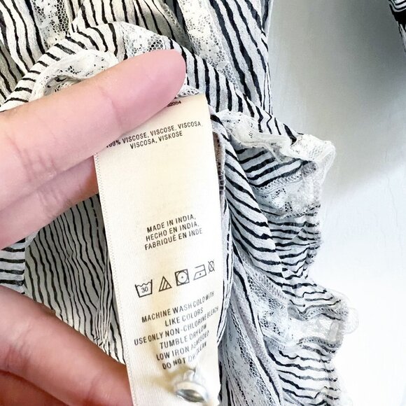 Anthropologie Floreat Black White Lace Trim Blouse Women's Size Small S - Picture 6 of 8